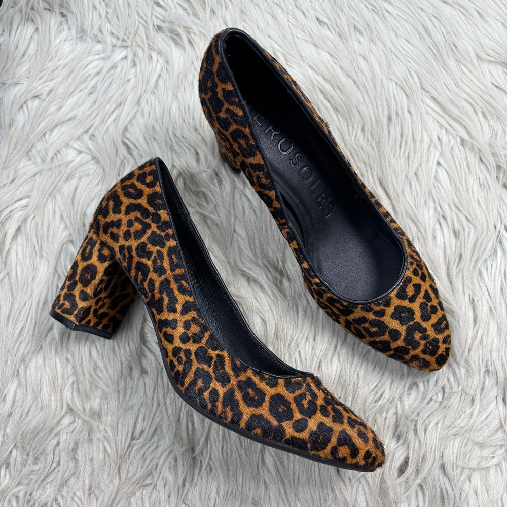 NWOB Aerosole Women's 7.5 Leopard Calf Hair Block Heel Pump Maximalist Classic